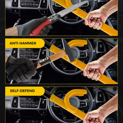 SEALIGHT Car Steering Wheel Lock with 2 Keys Car Double Hooks & Heavy Duty Car Club Steering Wheel Lock Adjustable Antitheft Locking Devices for Cars Truck Van SUV
