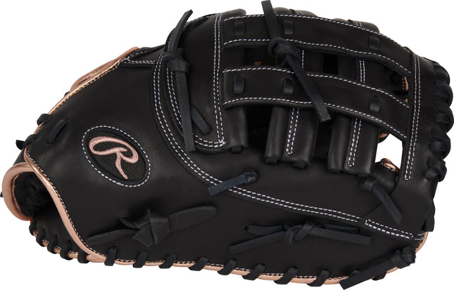 Rawlings | R9 Series Fastpitch Softball Glove | First Base Mitt 12.5' | RHT | Pro H-Web | Black