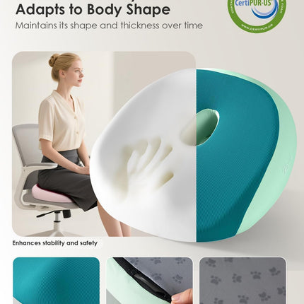 FLORICH Seat Cushion, Memory Foam Cushion for Office Chair, Ergonomic Office Seat Chair Cushion for Relieving Sciatica, Soft & Breathable Car Seat Cushion - Green