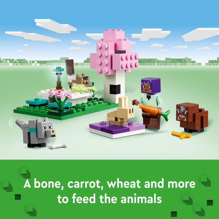 LEGO Minecraft El Santuario de Animales, Juguete de Construcción para Niñas y Niños de 7 Años en Adelante, Regalo para Jugadores y Niños, Modelo de Ladrillos del Bioma de las Llanuras con Populares Figuras de Minecraft, 21253