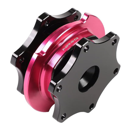 NRG Innovations SRK-R200BK-PK SFI 42.1 Spec D Shaped 6-bolt Steering Wheel Quick Release Adapter,Black Quick Release/Pink Ring