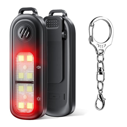 Personal Safety Alarm for Women, gliship Loud 130DB Siren self Defense Keychain with 3 Colors LED Strobe Safety Lights Rechargeable Taillight Clip On Alarm for Running Women Men Children Elderly