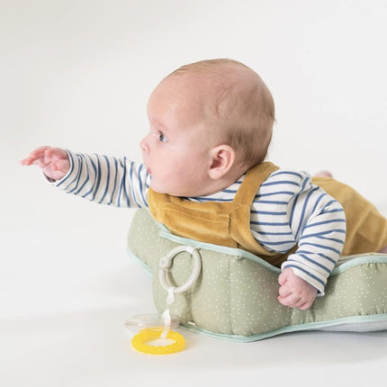 Taf Toys Tummy Time Lion Cushion with Detachable Toys for Newborn & Babies, Soft Baby Sensory Toy with Teether and Rattle for Tummy Time Play, 0-6 Months