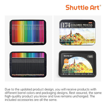 Shuttle Art 174 Professional Colouring Pencils, Coloured Pencils Set