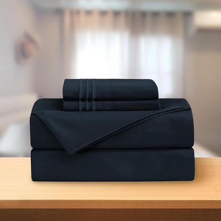 Juego de Sábanas de Lujo Elegancia y Confort de 4 Piezas - Ropa de Cama de Lujo 1500 de Microfibra Premium Calidad Hotel, Resistente a las Arrugas Fresca y Transpirable, Ajuste Fácil con Elástico, Twin/Twin XL, Negro