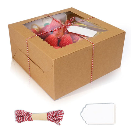 DOYIDE 20Pcs 10 Inch Cake Boxes with Window, 10x10