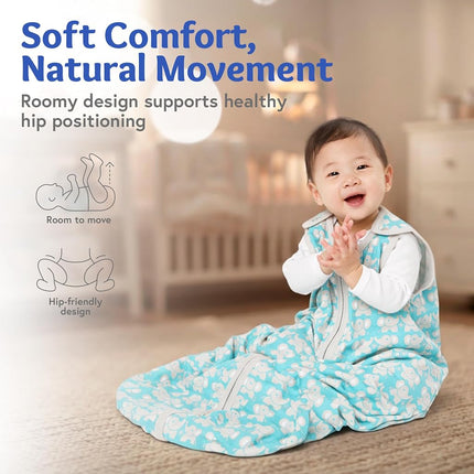 Baby Deedee 100% Cotton Sleeping Sack, Baby Sleeping Bag Wearable Blanket, Sleep Nest Lite, Infant and Toddler, Gray Navy, Large (18-36 Months)