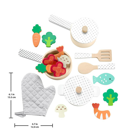 Fisher-Price Wood Pots & Pans Set, Play Kitchen Toy