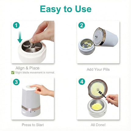 Fullicon Cordless Electric Pill Crusher, One-Touch Fine Powder, Rose Gold