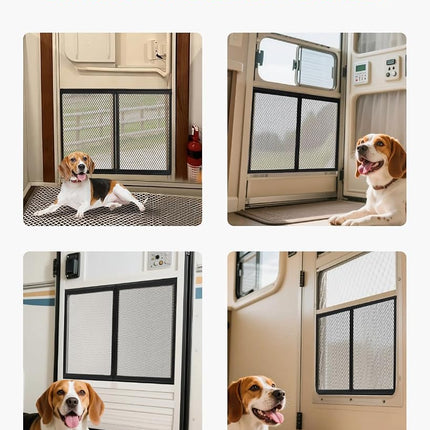 VEVOR RV Screen Door Protector, 26.5 x 20 inch Door Grille, Easy to Install and Disassemble, Reinforced Breathable Protective Mesh, Aluminum Alloy Camper RV Entry Protector for Pet Protection, Black
