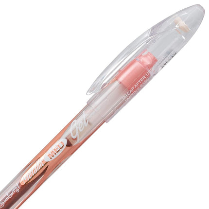 Pentel Sunburst Metallic Gel Pen, 0.8mm Tip Writes 0.4mm Line, Bronze/Transparent Barrel Bronze Ink, Box of 12 (K908-ME) by Pentel