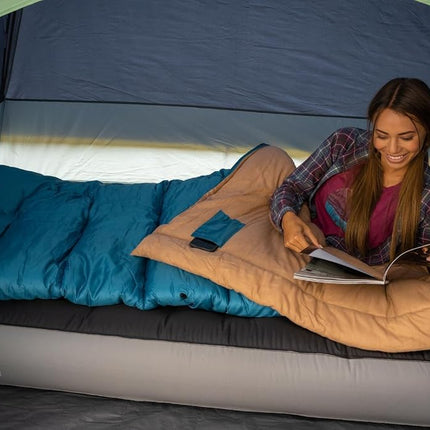 Sac de couchage adulte Coleman Brazos 20°F/30°F, sac de couchage pour temps frais avec fermeture éclair anti-accroc et sac de compression, lavable en machine