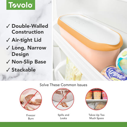 Tovolo Glide-A-Scoop Reusable Ice Cream Tub, Sunburst – Airtight BPA-Free Ice Cream Container for Homemade Ice Cream, Compact Freezer Storage, Dishwasher Safe (1.5 Quart)