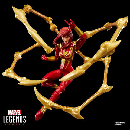Marvel Legends Series Magic: The Gathering Mary Jane Watson (Iron Spider), Spider-Man Action Figure and Exclusive Foil Trading Card, Red