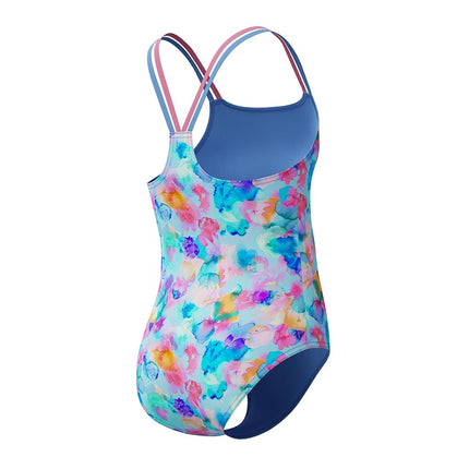 Speedo Girl's UV Protection Swimsuit One Piece Thin Straps - Watercolor Garden, Size 14