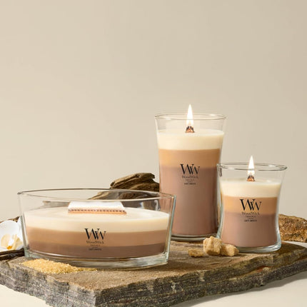 WoodWick Ellipse Scented Trilogy Candle | Café Sweets | with Hearthwick Crackling Flame | Up to 50 Hours Burn Time
