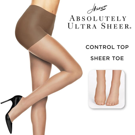 Hanes Women's Absolutely Ultra Sheer Control Top with Toe, Natural, E