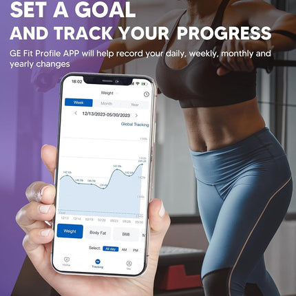 GE Smart Scale for Body Weight: 8-Electrode Digital Bathroom Scale for Body Weight Fat BMI Muscle Mass Full Body Composition Analyzer 27 Measurements Bluetooth Highly Accurate Weighing Scale, 400 lbs