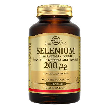 Solgar Selenium 200g - Yeast Free - Healthy Hair & Nails - Supports The Metabolism - Vital Mineral - 250 Tablets