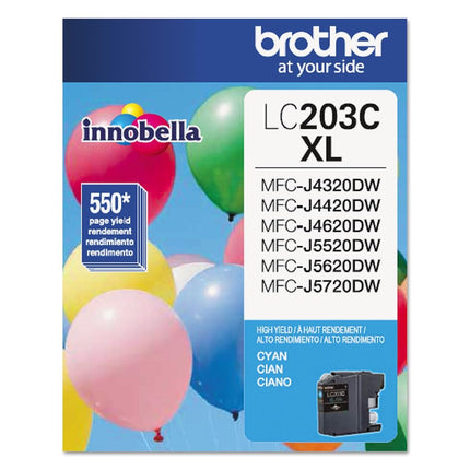 Cartucho de tinta de alto rendimiento Brother LC203C, cian, 1 unidad (paquete de 1)