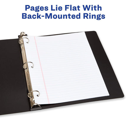 Avery Hanging Storage Flexible 3 Ring Binders, 1" Round Rings, 175-Sheet Capacity, Black, 4 Pack (17708)