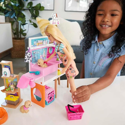 Barbie Doll (11.5-in Blonde) and Pet Boutique Playset