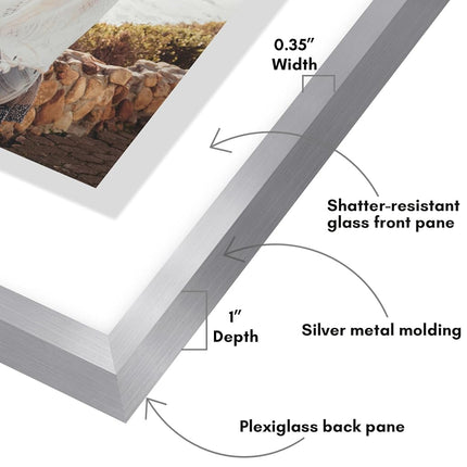 Americanflat Aluminum 11x14 Floating Picture Frame Set of 2 in Silver - Use as 11x14 Picture Frame or 8x10 Floating Frame - Photo Frame with Slim Metal Molding and Plexiglass with Hanging Hardware