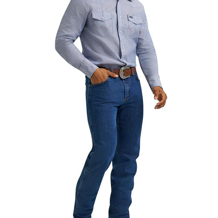 Wrangler Mens Western Cowboy Shirt Long Sleeve Snap Fastening Finish, Light Chambray, L (Tall)