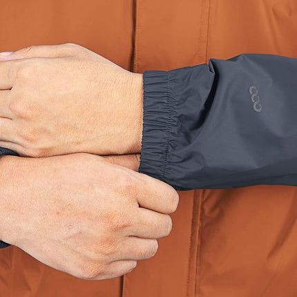 33,000ft Packable Rain Jacket Men's Lightweight Waterproof Rain Shell Jacket Raincoat with Hood for Golf Cycling Windbreaker, Orange/Grey, Large