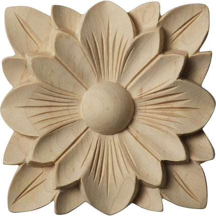 Ekena Millwork ROS03X03SPRW Springtime Rosette, 3 1/2-Inch x 3 1/2-Inch x 1/2-Inch, Rubberwood