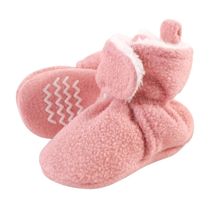 Hudson Baby Unisex Baby Cozy Fleece and Faux Sherpa Booties, Strawberry Pink, 6-12 Months