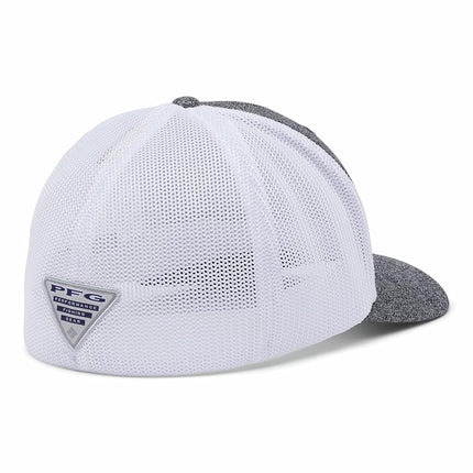 Columbia PFG Mesh Ball Cap-High, Grill Heather/White/US Fish Flag, S/M