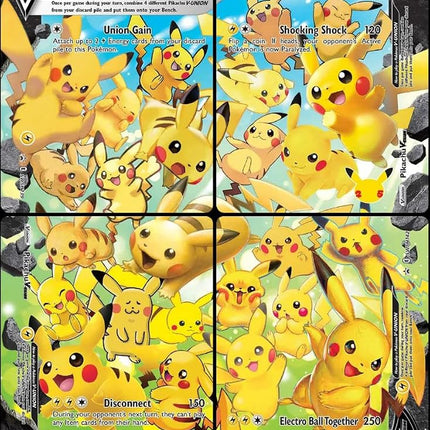 Pikachu V-Union - Set de 4 Cartas - SWSH139 - SWSH140 - SWSH141 - SWS142 - Set de Promoción Black Star de Celebración de Pokémon