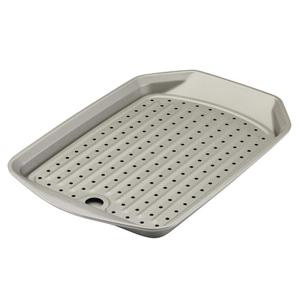 Rachael Ray Bakeware Juego de 2 piezas de bandejas antiadherentes Crisp and Slide, Gris
