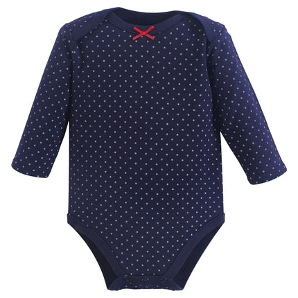 Hudson Baby unisex-baby Bodysuits de algodón de manga larga, Manzana roja, 3-6 Meses