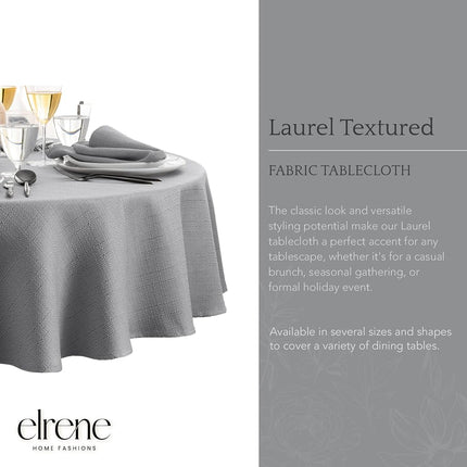 Elrene Home Fashions Laurel Solid Texture Water and Stain Resistant Table Cloth Tablecloth, 90'' Round, Gray
