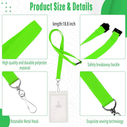Patelai 120 Pcs Breakaway Lanyards with J Hook, Fluorescent Green