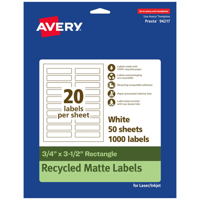 Avery EcoFriendly Matte White Recycled Rectangle L