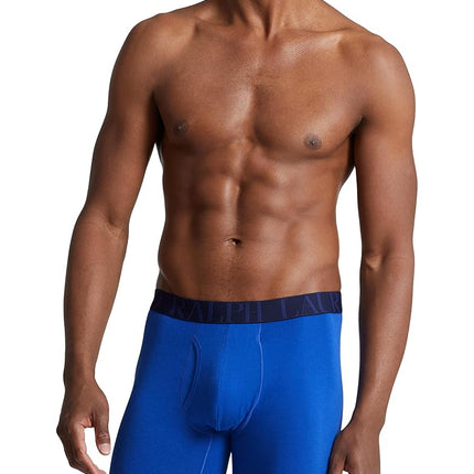 POLO RALPH LAUREN Men's Stretch Classic Fit Boxer Briefs, Trunks & Long Leg Boxer Briefs Available, 3 Pack, Royal Heather/ Blue Heather/Blue - 3 Pack, S