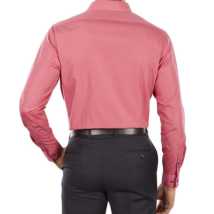 Van Heusen Men's Poplin Fitted Solid Point Collar Dress Shirt, Desert Rose, 14.5" Neck 34"-35" Sleeve