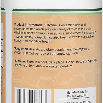 Glycine Supplement - 1,000mg (300 Capsules) Amino Acid for Sleep Quality Support (Glicina) by Double Wood Supplements