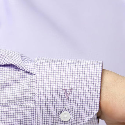 Van Heusen Men's Dress Shirt Fitted Poplin Solid, Lavender, 17" Neck 34"-35" Sleeve