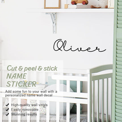 BOAO Personalized Name Wall Decal Large Cursive Letter Stickers Alphabet Custom Name Stickers Nursery Wall Decal for Bedside Bedroom Classroom Home DIY Crafts(Elegant,Black,Regular)