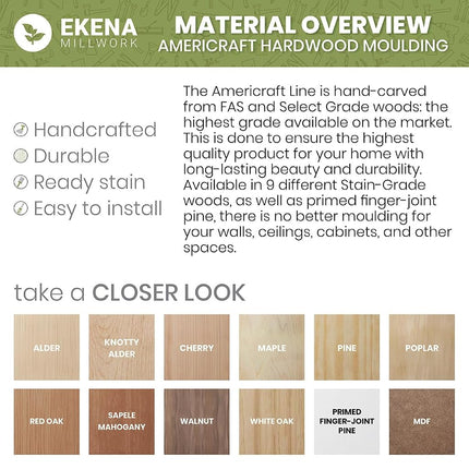 2 1/2"W x 6 1/2"H x 1"P Americraft Solid Hardwood Stain Grade Smooth Plinth Block with Squared Edge, White Oak