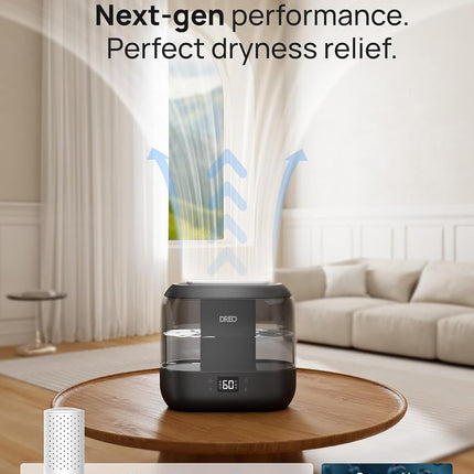 DREO Smart Humidifiers for Bedroom, Top Fill 4L Supersized Humidifier Large Room with 28 dB, 36H Runtime, Touch/APP/Voice Control, Nightlight, Cool Mist Humidifiers for Baby, Plants, Indoor, Ebony