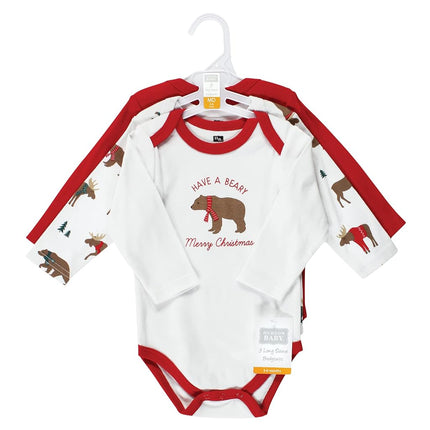 Hudson Baby Unisex Baby Cotton Bodysuits, Moose Be Christmas, 9-12 Months