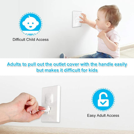 Cache-prises avec poignée dissimulée, protection bébé (lot de 45), cache-prises de sécurité à 3 broches pour enfants, protections de prises électriques, capuchons de prise à l'épreuve des enfants