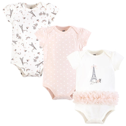 Hudson Baby Unisex Baby Cotton Bodysuits, Paris Tu