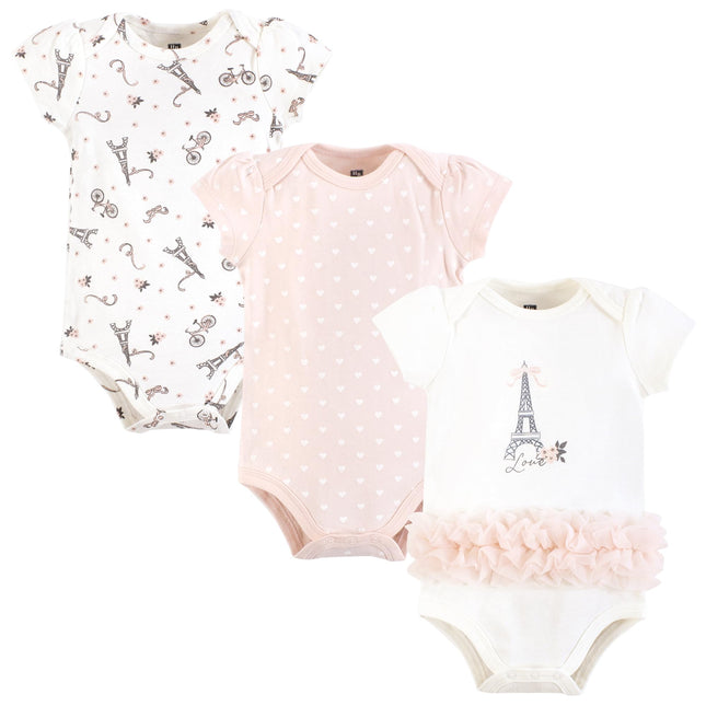 Hudson Baby Unisex Baby Cotton Bodysuits, Paris Tu