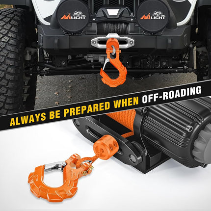 Nilight Forged Steel Winch Hook 3/8" Grade 70 Safety Latch Winch Cable Hook Stopper & Clevis Slip Hook Sets, Included Allen Wrench,Max 35,000 lbs,2 Years Warranty, Orange